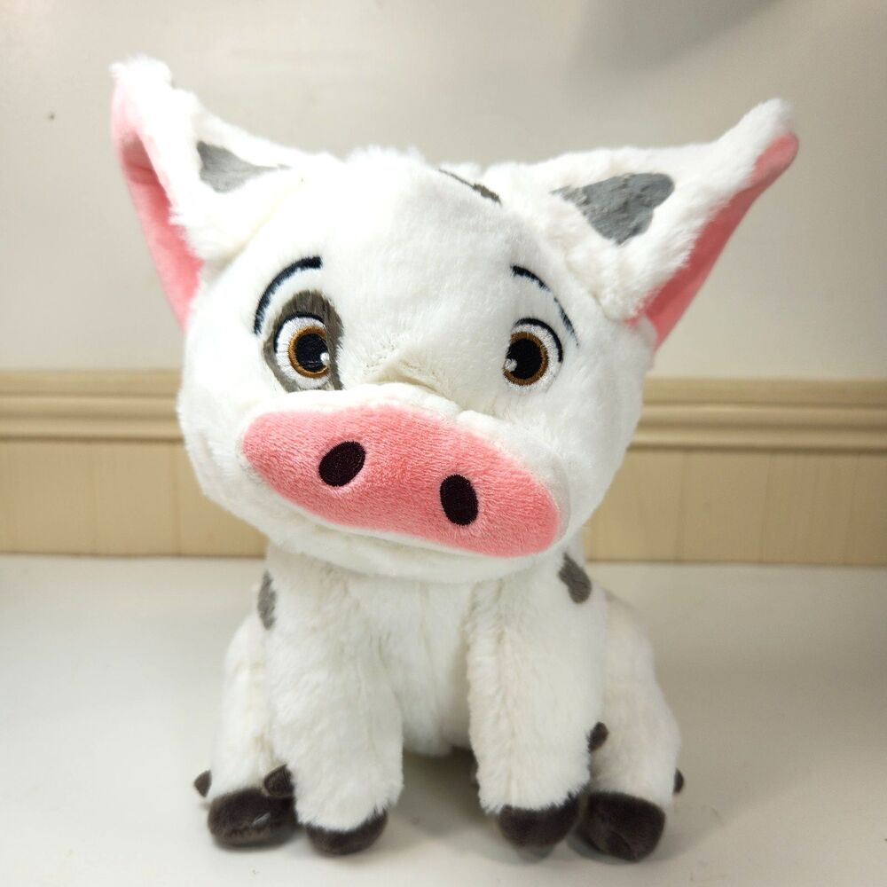 Disney Store Moana Pua Pig Plush Stuffed Animal 9” Authentic Patch White Grey